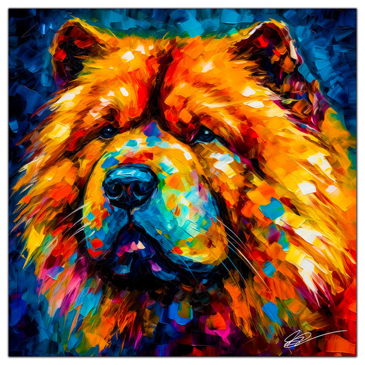 Colorful Chow Chow portrait in modern art style, perfect for home decor.