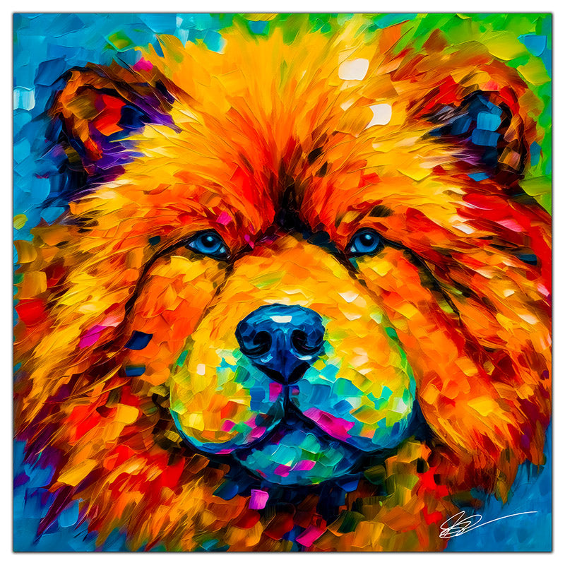 Colorful Chow Chow portrait in modern art style, perfect for home decor.