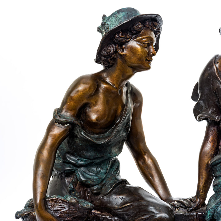 Close-up of custom patina on Whispers of the Harvest sculpture.