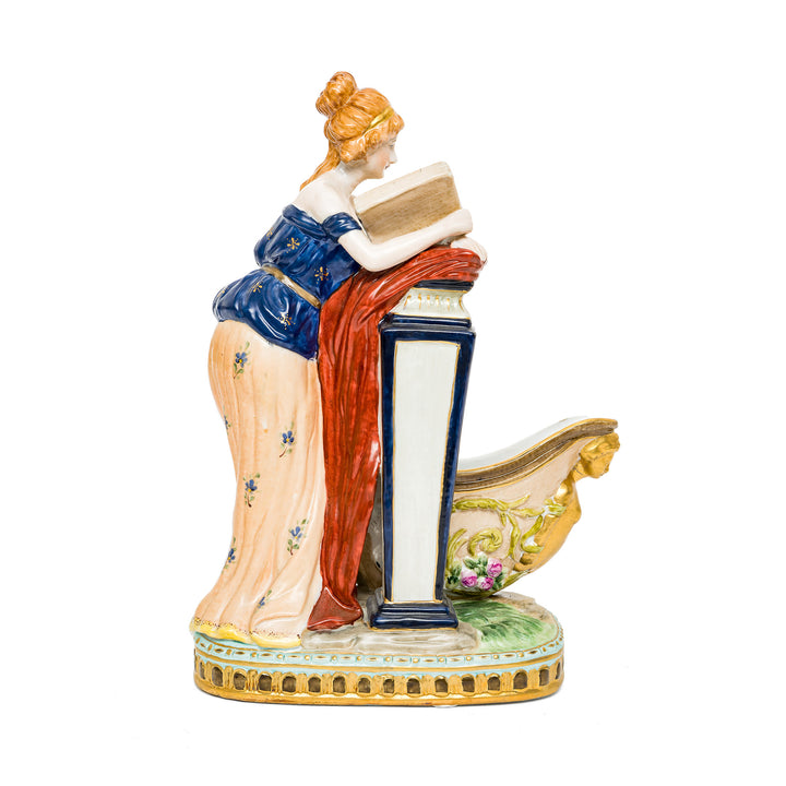 Dresden Porcelain figurine celebrating literature and beauty.