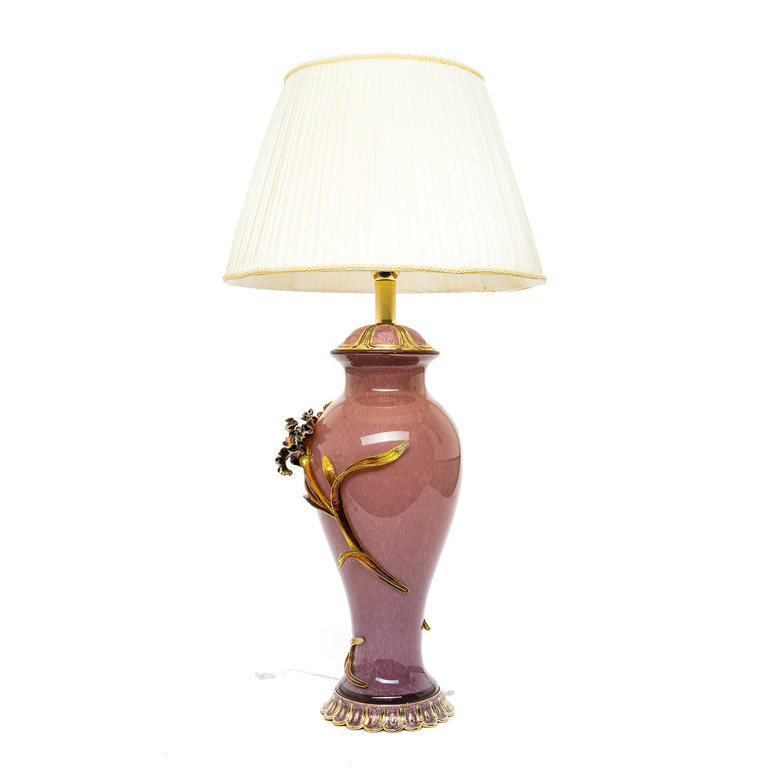 Elegant table lamp adorned with Austrian crystals and floral accents.