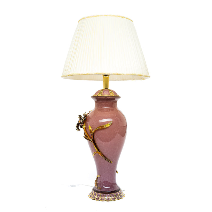 Elegant table lamp adorned with Austrian crystals and floral accents.