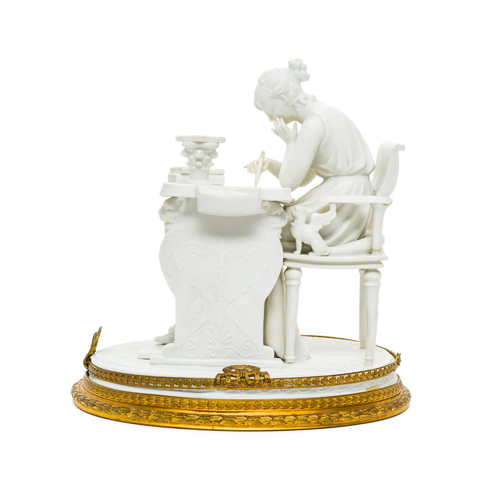 Elegant white porcelain artisan with gilded base