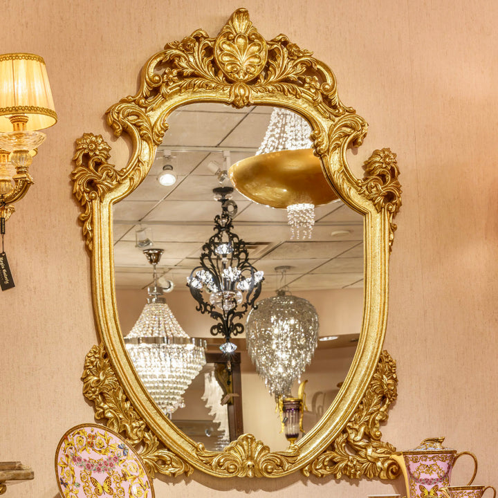 European grandeur reflected in a hand-carved mirror.