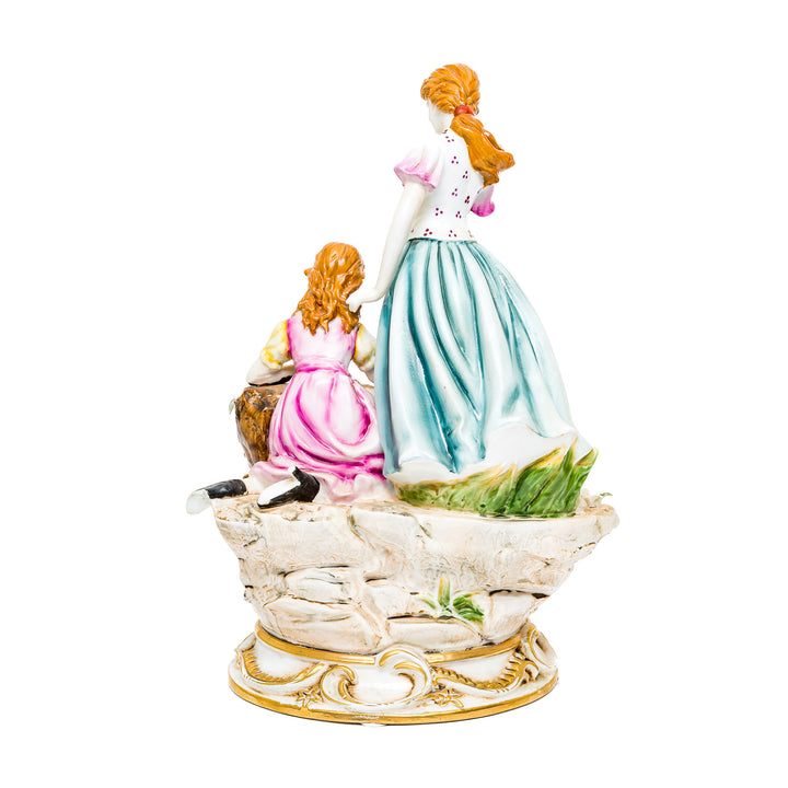 Exquisite detailing on the Graceful Companions porcelain figurine by Dresden.