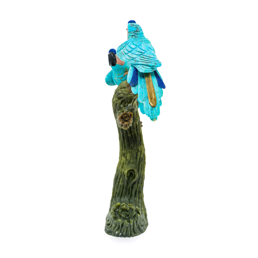 Exquisite turquoise parrot figurine with detailed feathers.