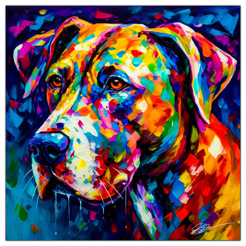 Colorful Great Dane portrait in modern art style, perfect for home decor.