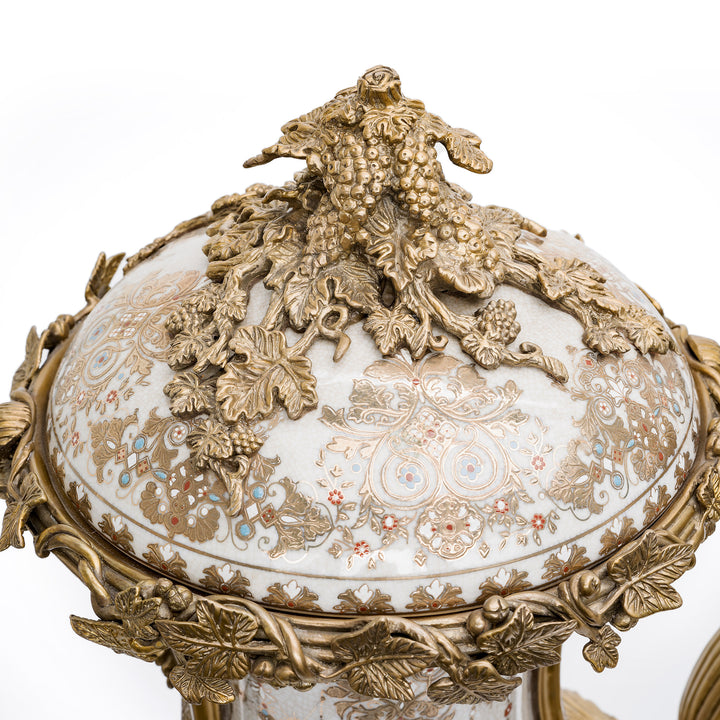 Elegant crackle glaze porcelain vases with gilded bronze details