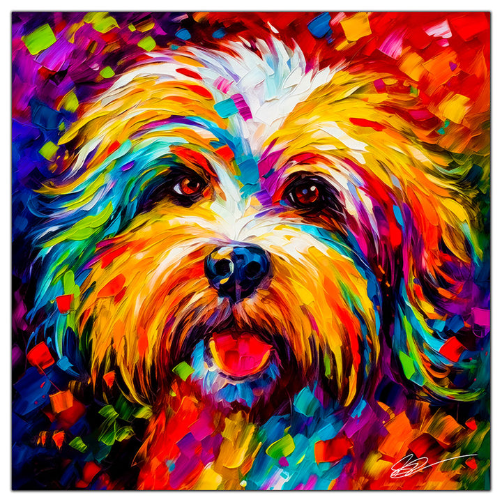 Colorful Havanese portrait in modern art style, perfect for home decor.