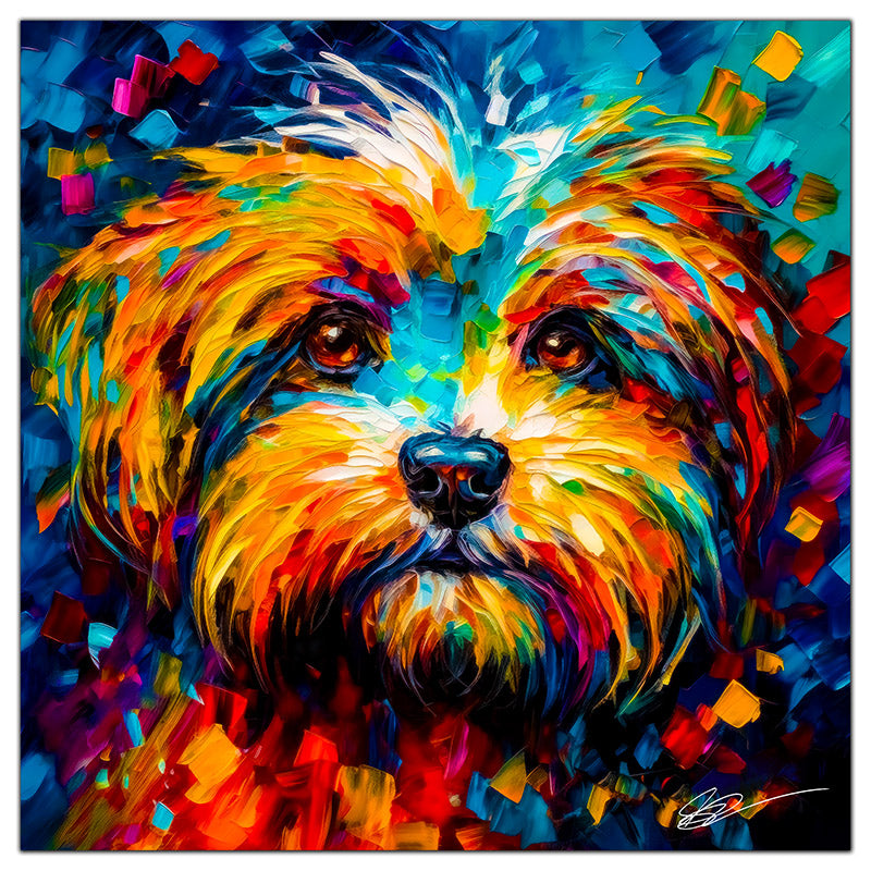 Colorful Havanese portrait in modern art style, perfect for home decor.