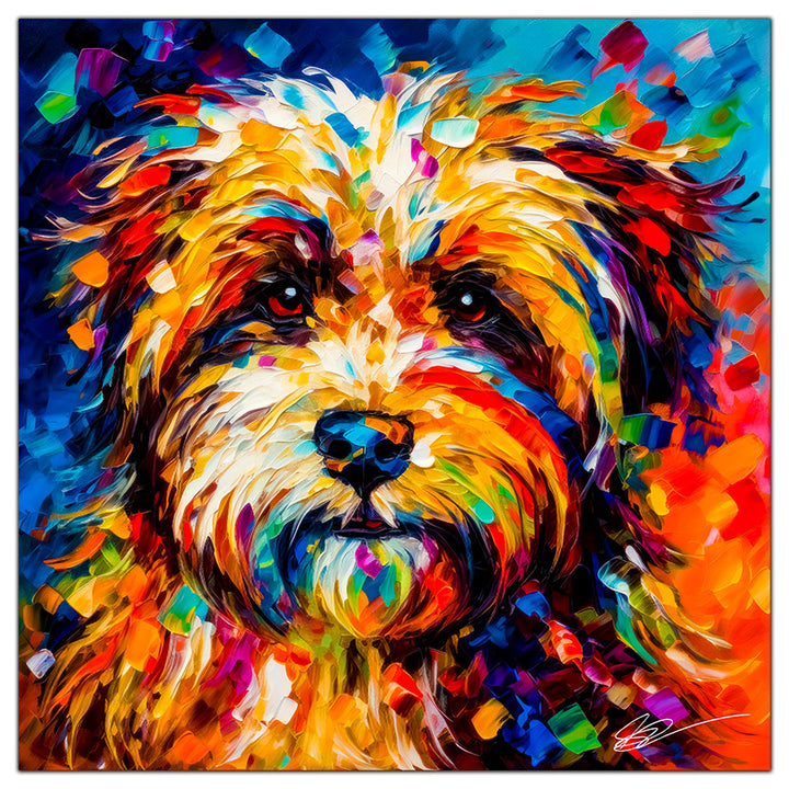 Colorful Havanese portrait in modern art style, perfect for home decor.