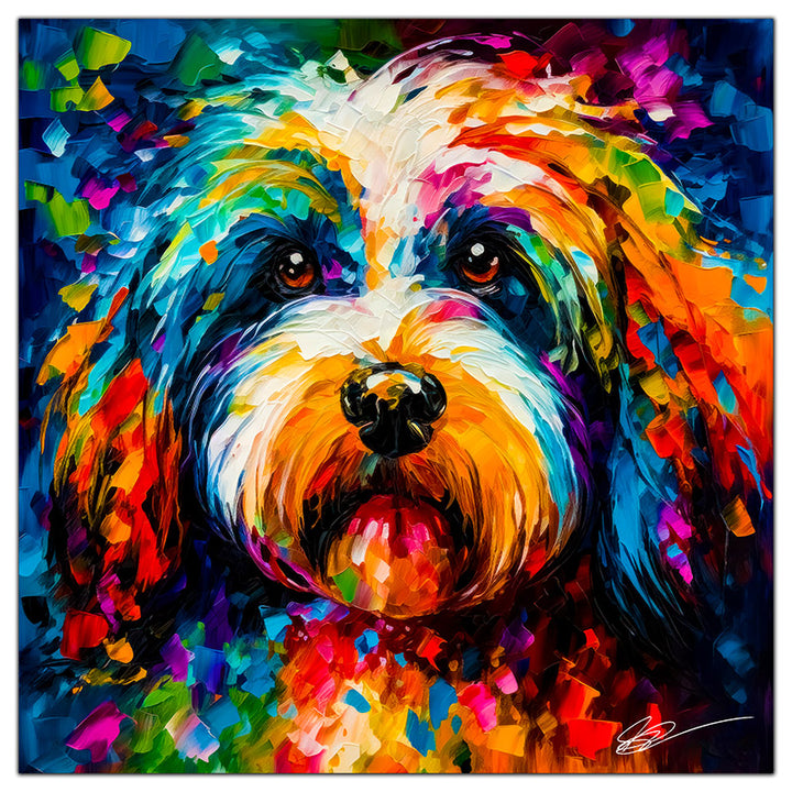 Colorful Havanese portrait in modern art style, perfect for home decor.