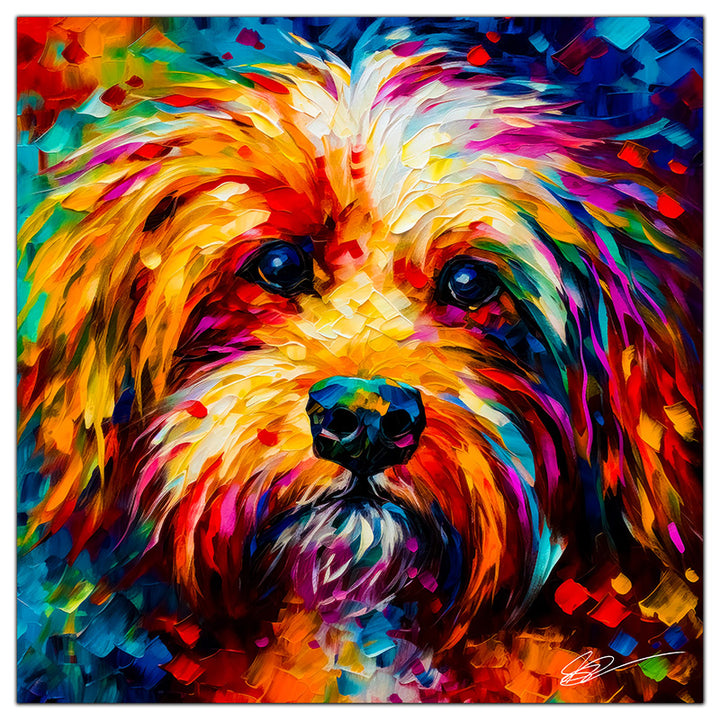 Colorful Havanese portrait in modern art style, perfect for home decor.