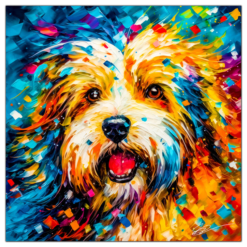 Colorful Havanese portrait in modern art style, perfect for home decor.
