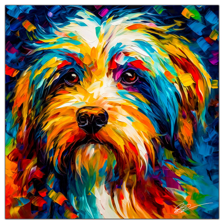 Colorful Havanese portrait in modern art style, perfect for home decor.