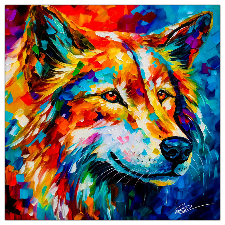 Colorful Husky portrait in modern art style, perfect for home decor.