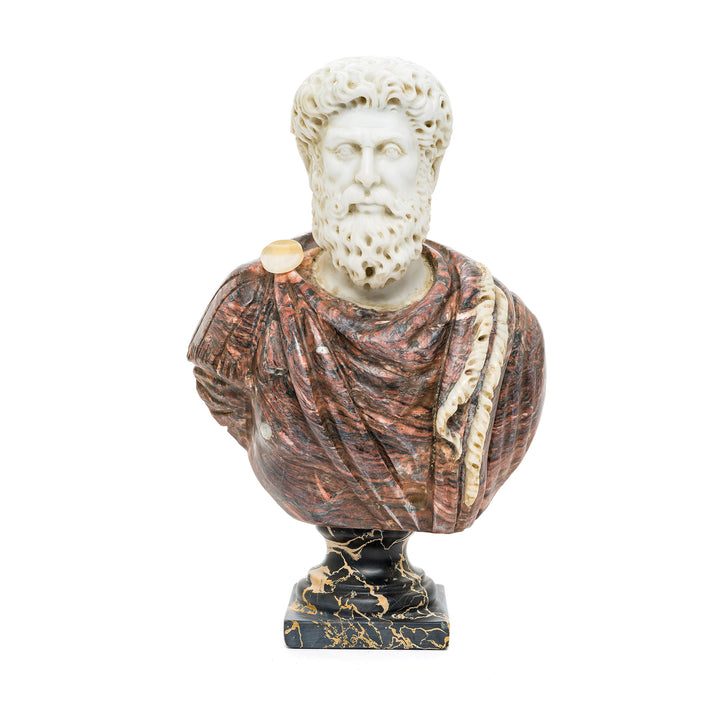 Italian carved marble bust of a Roman figure