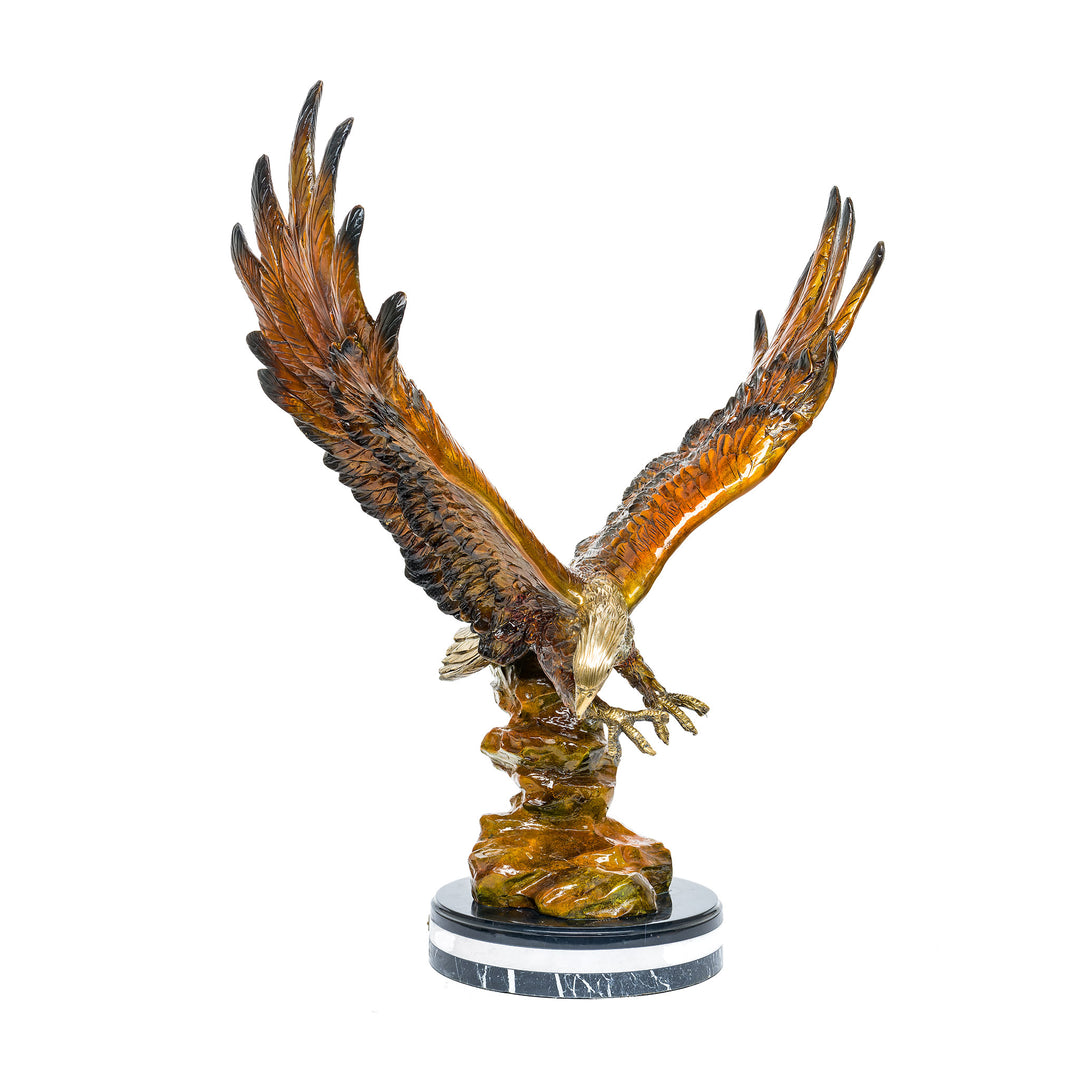 Majestic bronze eagle with custom patina finish on marble base