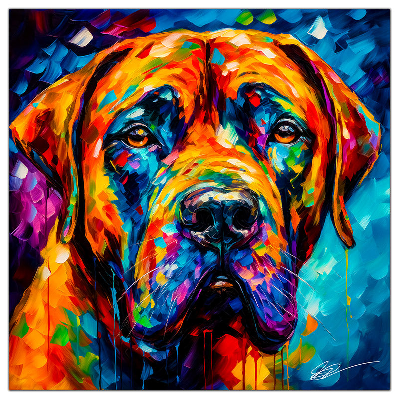 Colorful Mastiff portrait in modern art style, perfect for home decor.