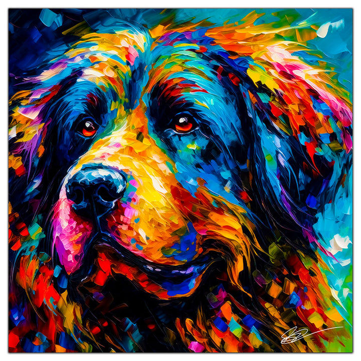 Colorful Newfoundland portrait in modern art style, perfect for home decor.