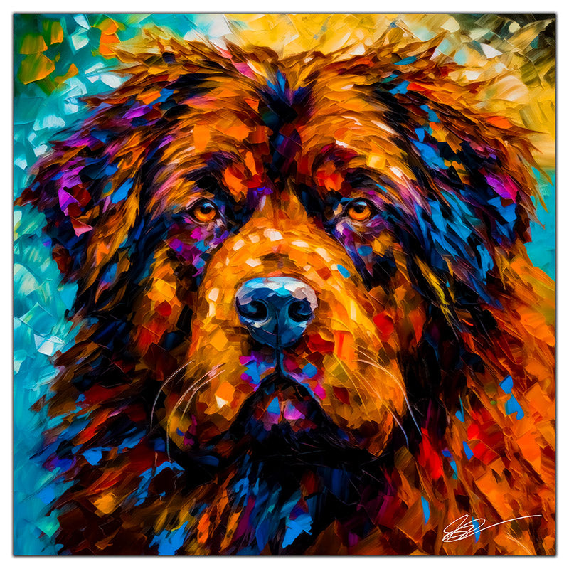 Colorful Newfoundland portrait in modern art style, perfect for home decor.