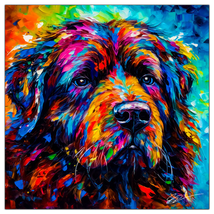 Colorful Newfoundland portrait in modern art style, perfect for home decor.