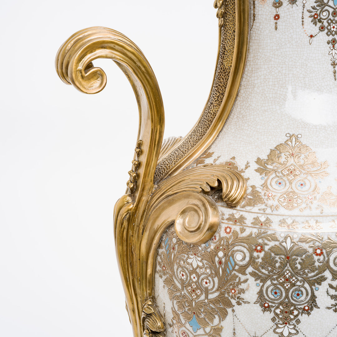 Luxurious European-style urns with scrolling bronze handles