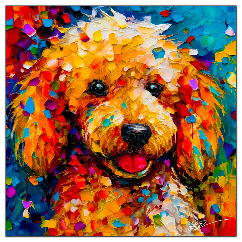 Colorful Poodle portrait in modern art style, perfect for home decor.