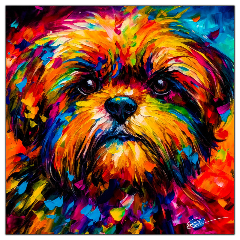 Colorful Shih Tzu portrait in modern art style, perfect for home decor.