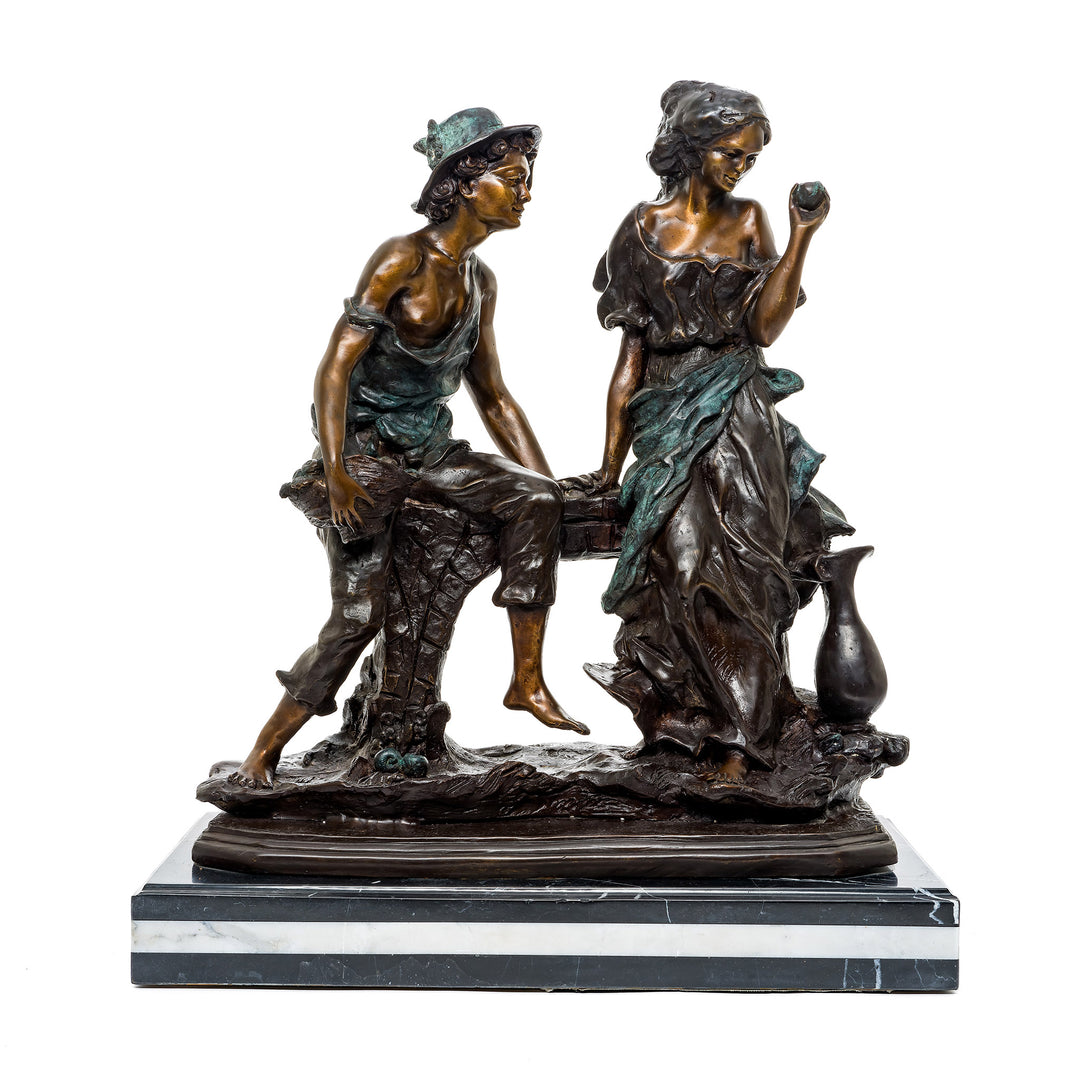 Whispers of the Harvest bronze sculpture with marble base.