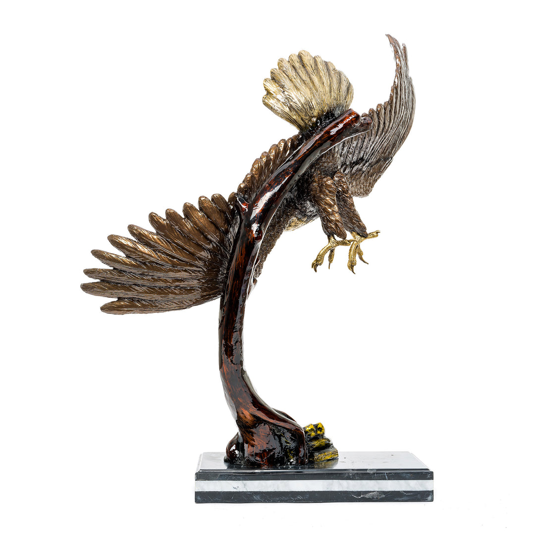 Bronze eagle sculpture with Ferrari and Lamborghini patina by Muzika.