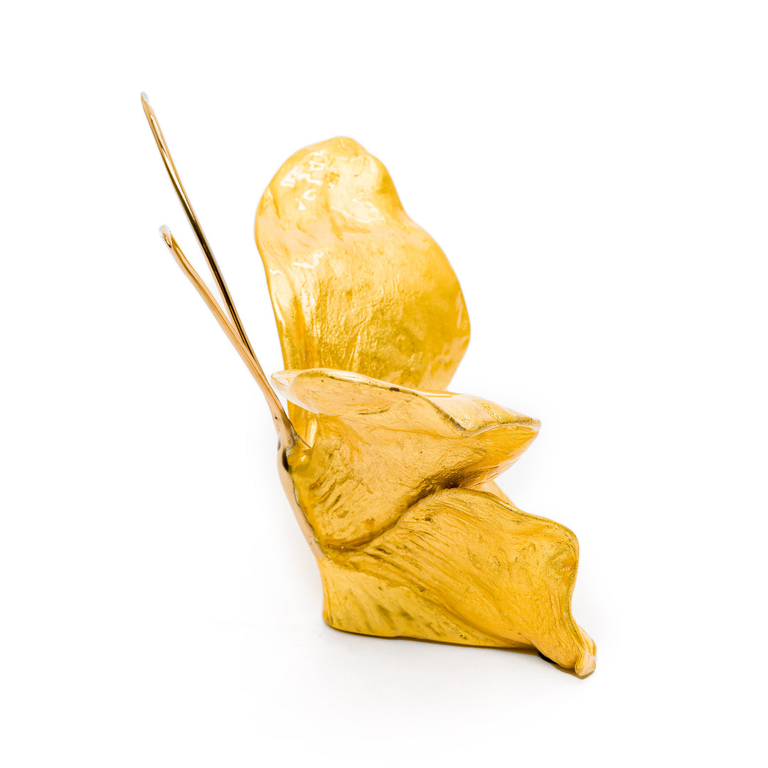 Brushed gold butterfly sculpture by Ruiz