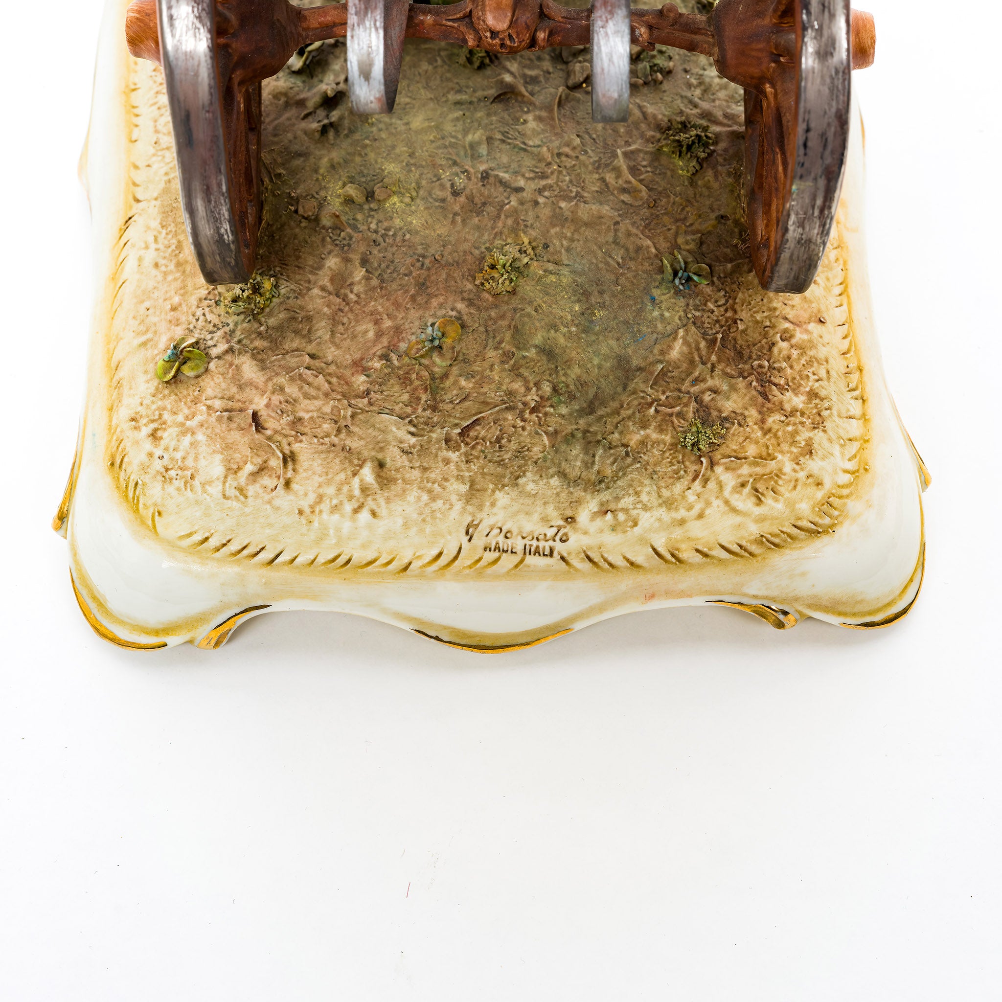 Capodimonte Porcelain Horse Carriage Sculpture Made in Italy