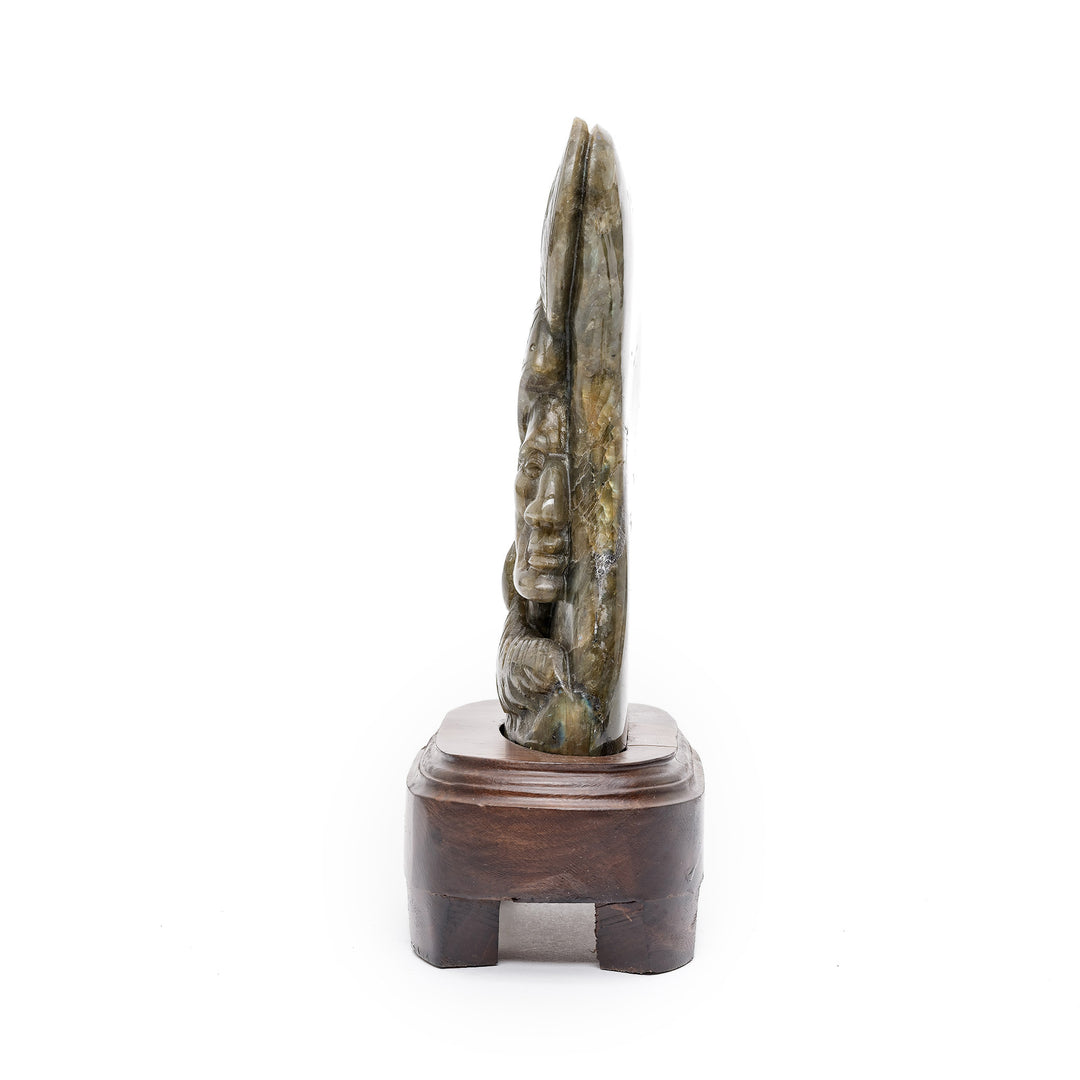 Carved gemstone sculpture of tribal leader