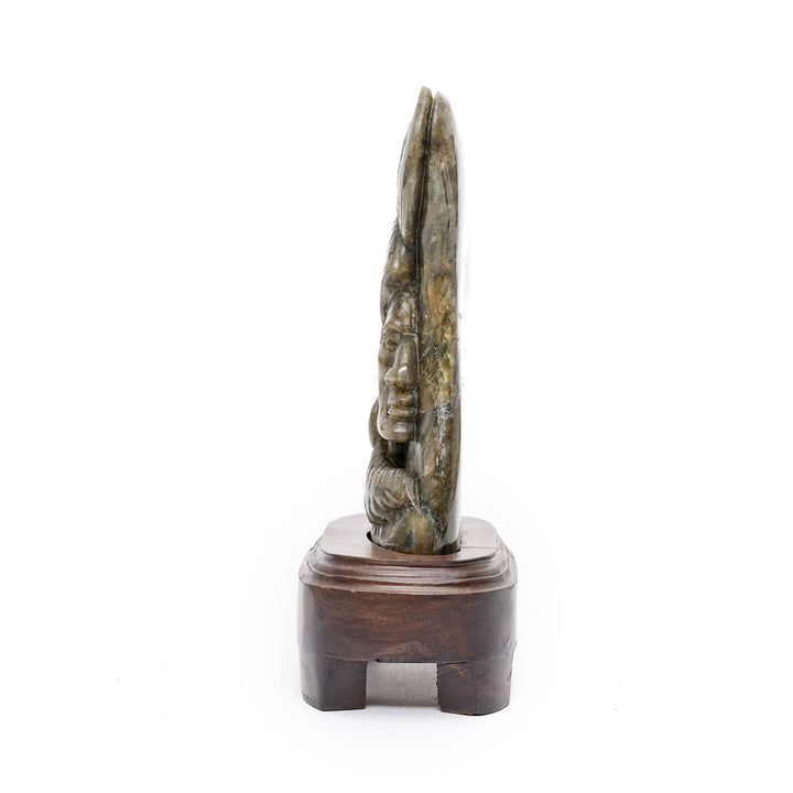 Carved gemstone sculpture of tribal leader