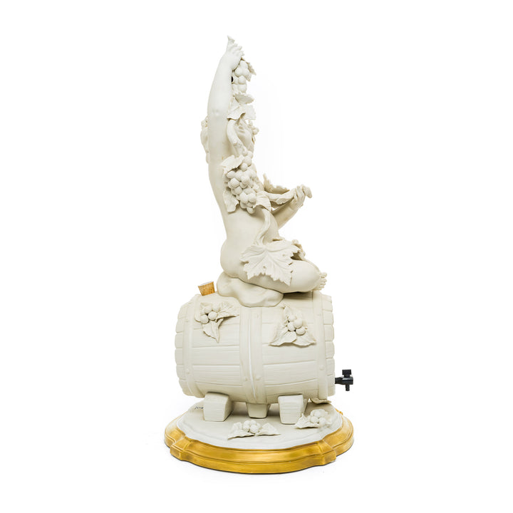 Artistic cherub on barrel porcelain sculpture by Capodimonte Italy