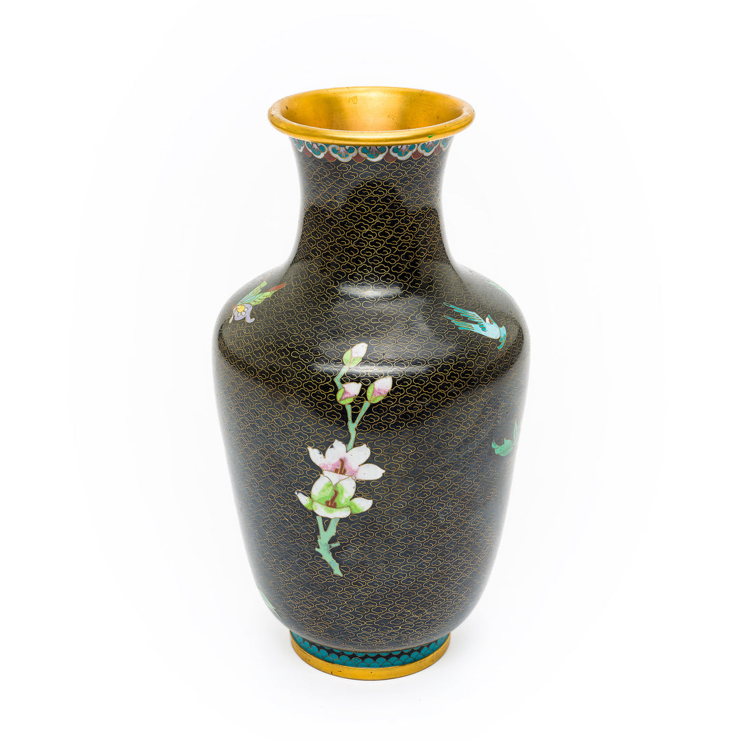 Traditional Chinese cloisonné vase with floral patterns