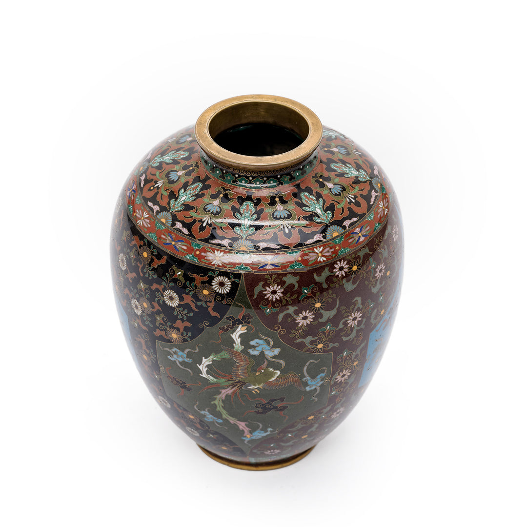 Top view of Cloisonné vase highlighting ornate patterns and enamelwork