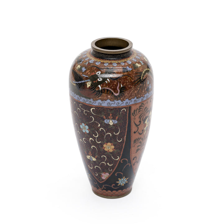 Top view of handcrafted Cloisonné vase showcasing enamel details