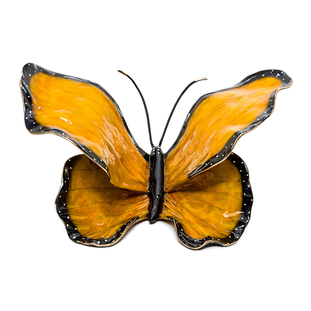 Contessa Monarch butterfly sculpture with vivid orange patina