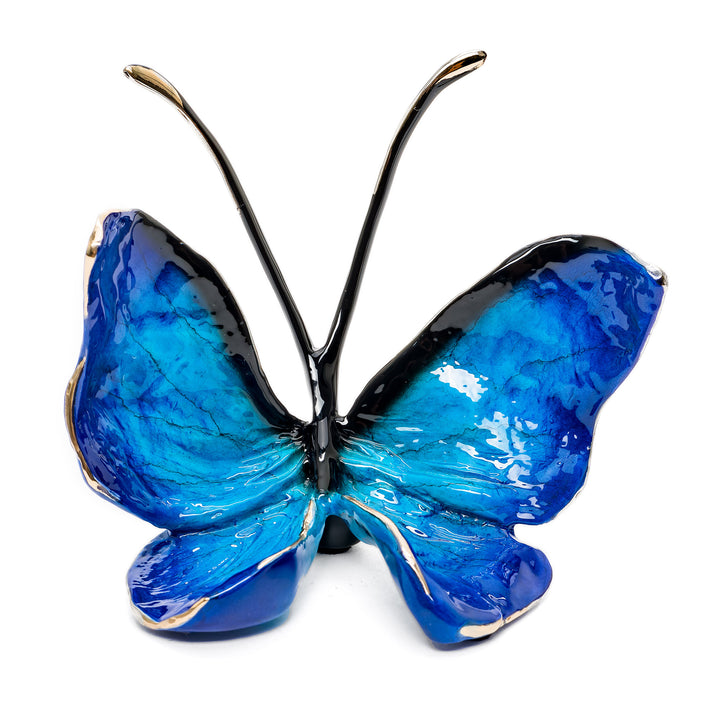 Duke Blue Skies bronze butterfly with bright blue enamel