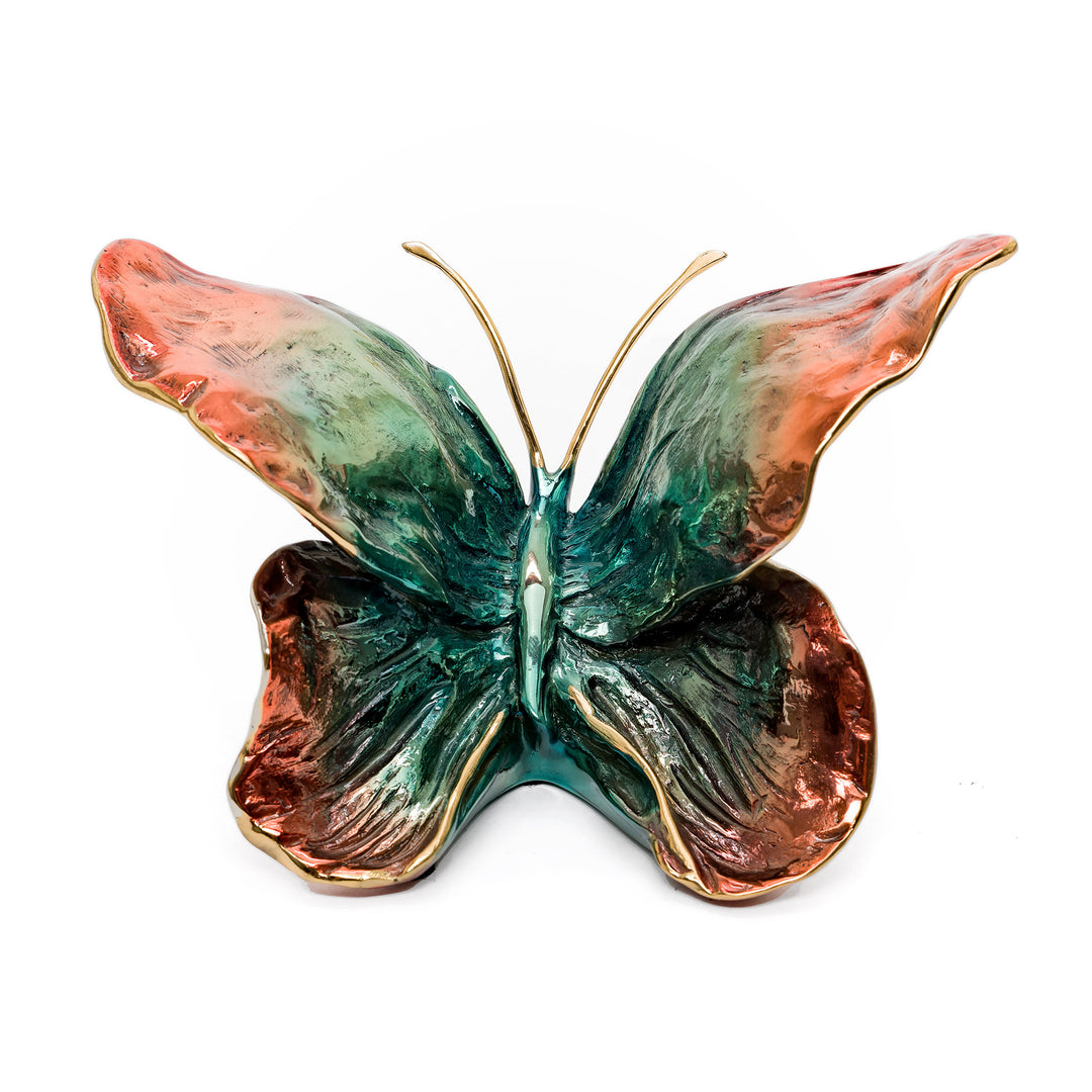 Dutchess Indigo butterfly sculpture in teal and copper patina