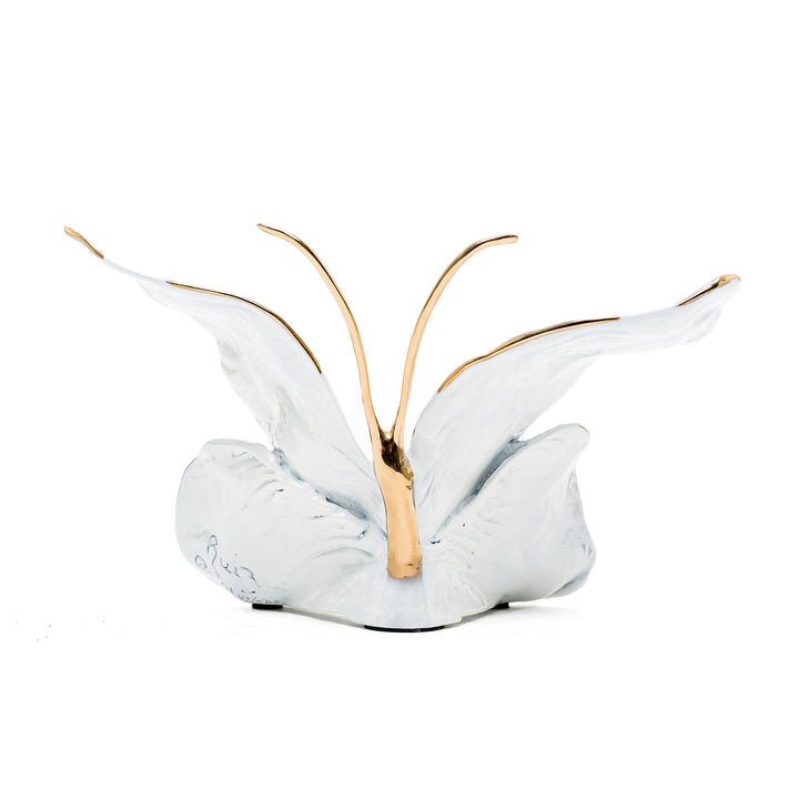 Rear view of butterfly sculpture with soft sheen and flow