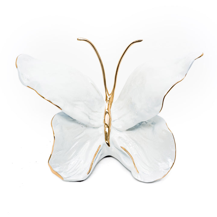 Dutchess Pearl butterfly sculpture in pearl-white enamel