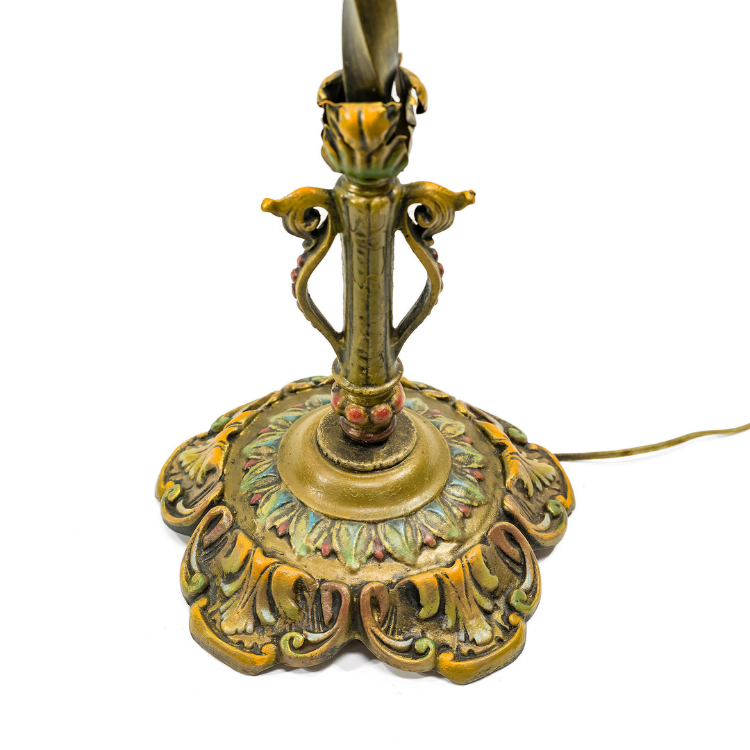 Elegant floral floor lamp with golden embroidery