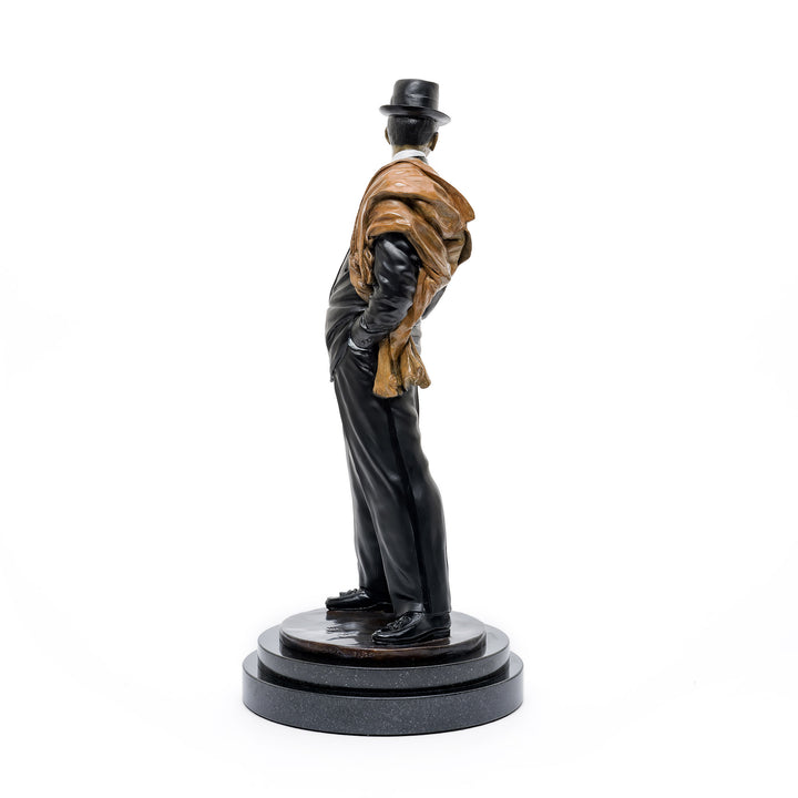 Rear angle of Frank Sinatra bronze art piece