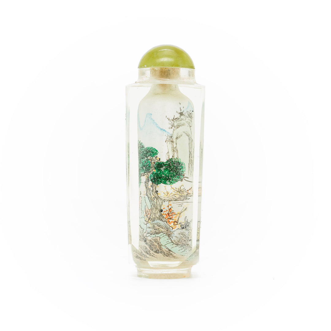 Intricate hand-painted Chinese landscape snuff bottle