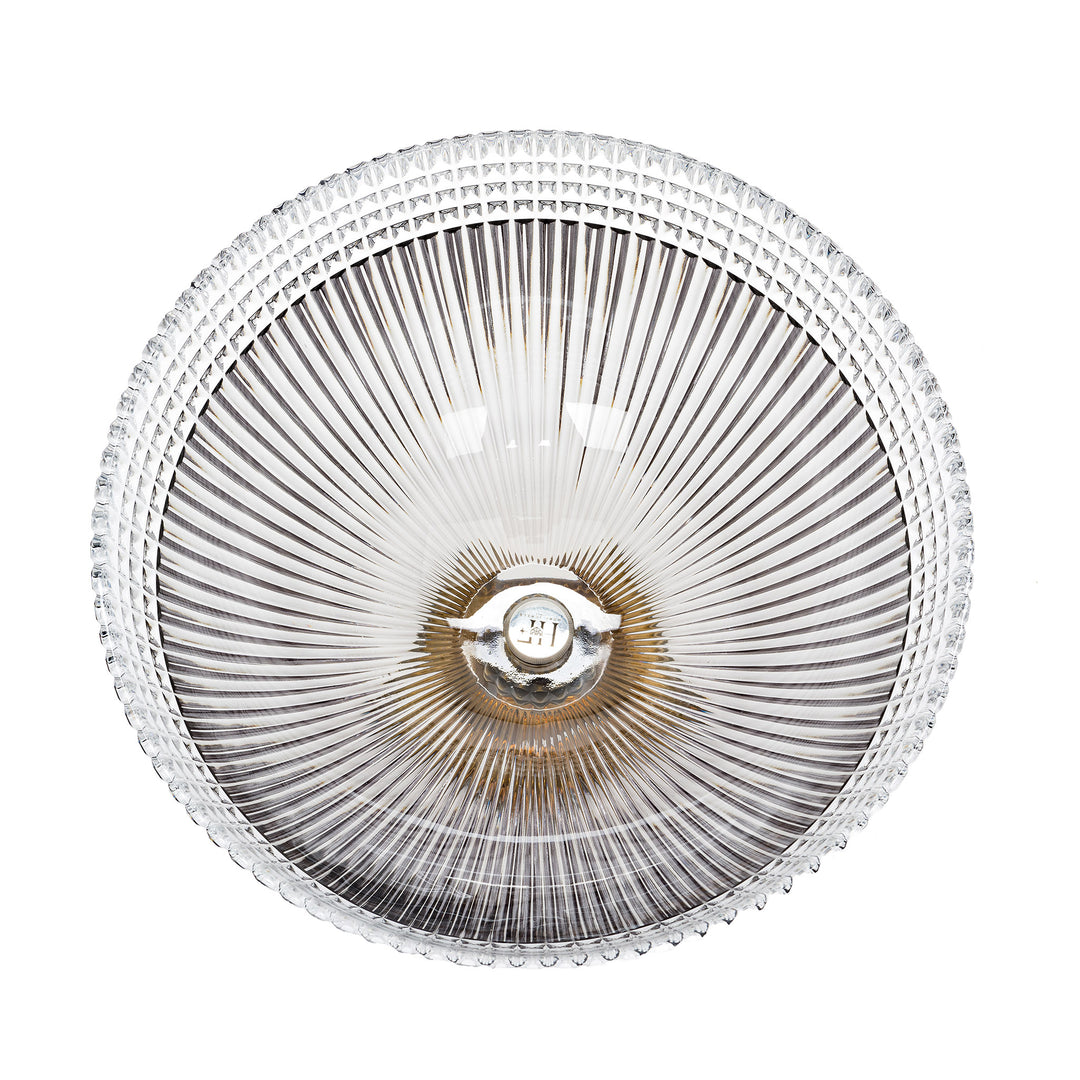 Imported Bacino Italian crystal bowl, featuring a ribbed smoked crystal design and a rich amber base.