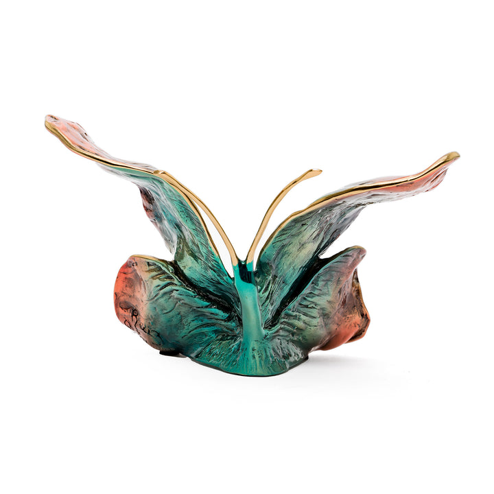 Rear angle showing iridescent patina and gold antennae
