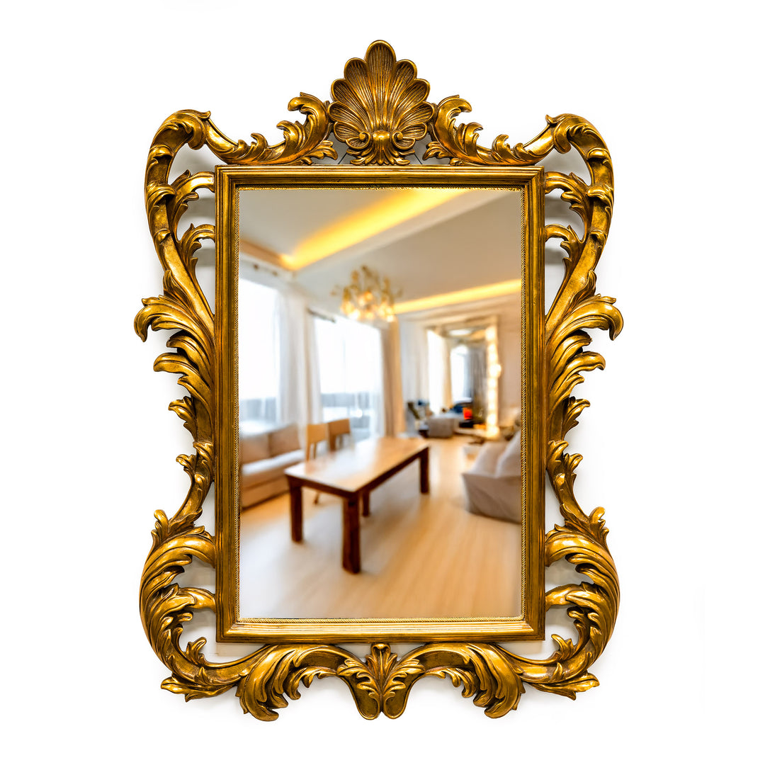 Italian gold leaf wall mirror with ornate frame